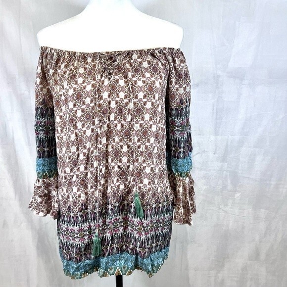 Umgee on or off shoulder boho tunic top size medium - Picture 5 of 8